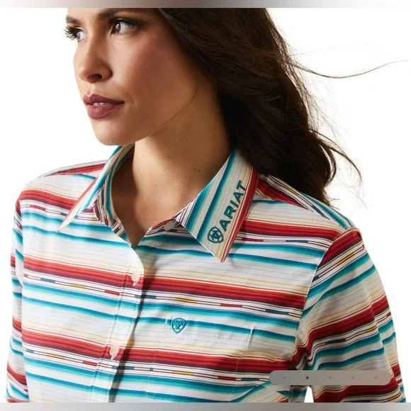 ARIAT WOMEN'S WRINKLE RESIST TEAM
KIRBY STRETCH SHIRT, ROSA SERAPE - S - Picture 4 of 13